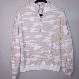 Cream camo quarter zip sweatshirt